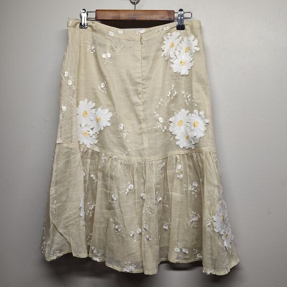 Persaman Petite Mini Skirt Women Size 8P Cream Floral Retro Girly Feminine - Picture 4 of 8